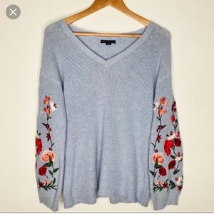 Lavender floral embroidered sweater